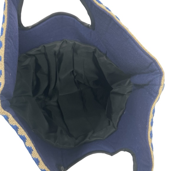 Boho Embroidered Tweed Hobo Hand Bag Pleated Burnt Red Orange Blue - Picture 5 of 6